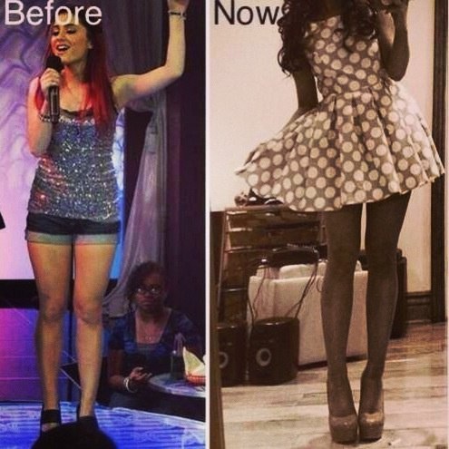 Ариана Гранде до и после похудения
